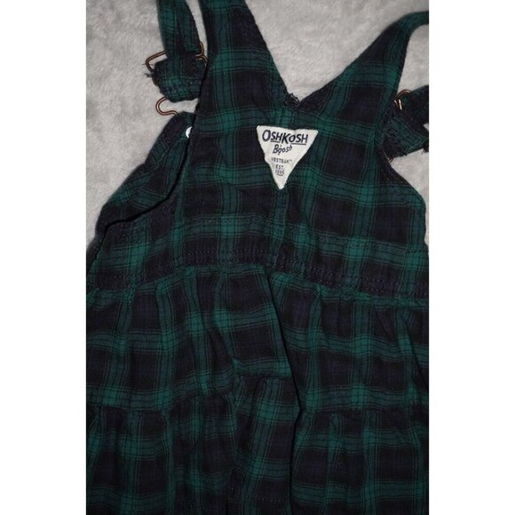 Oshkosh B'Gosh Green Plaid Skirt Overall Dress Girls Size 18M Toddler Kids - Picture 6 of 9